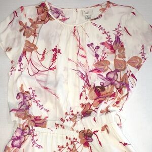 A New Day Floral Print Cap Sleeve Cocktail Dress | Cream, Beige and Pink | M